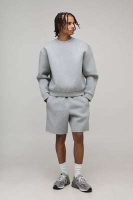 Oversized Boxy Bonded Scuba Short Sweatshirt Tracksuit