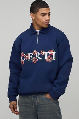 Certi Embroidered Quarter Zip Sweatshirt