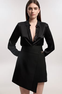 Figure Form Bandage Asymmetric Mini Skirt