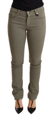 Olivgröna bomullsjeans med stretch