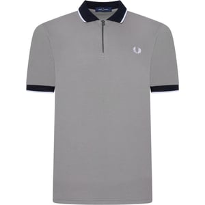 Fred Perry Zip Neck Polo Shirt Limestone Grey