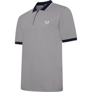 Fred Perry Zip Neck Polo Shirt Limestone Grey