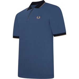 Fred Perry Zip Neck Polo Shirt Midnight Blue