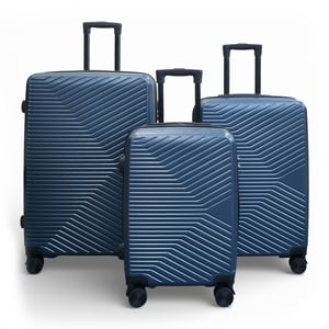 Blauwe harde koffer 8-wielige bagageset van 3