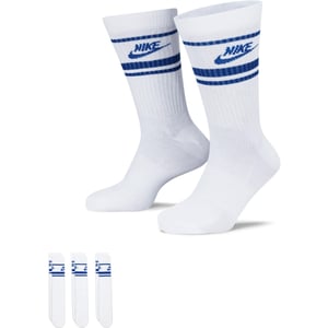 Nike Unisex Adult Sportswear Essential Everyday Crew Socks (Pack of 3) (White/Royal Blue)