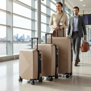 Valse rigide dorée Valise robuste à 8 roues pour cabine