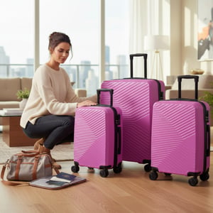 Valise rigide rose Valise robuste à 8 roues pour cabine