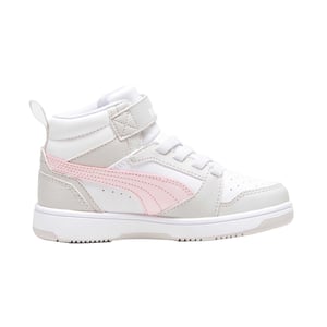 Puma Kinderen Rebound V6 Mid Leren Sneakers (Wit/Roze)