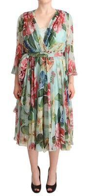 Floralprint Zijde Midi Jurk