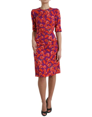 Poppy Print Jurk Half Mouwen