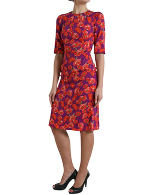 Poppy Print Jurk Half Mouwen