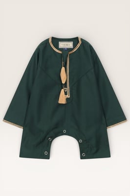 Barn Pojkar Grön Baby Ramadan Marockansk Thobe Robe Emirati Eid Jubba LFS-B-TT003