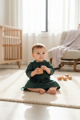 Barn Pojkar Grön Baby Ramadan Marockansk Thobe Morgonrock Emiratisk Eid Jubba LFS-B-TT001