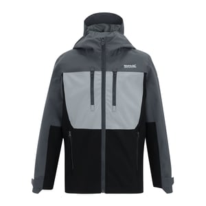 Regatta Childrens/Kids Highton Monochrome Waterproof Jacket (Seal Grey/Cloudy Grey/Black)