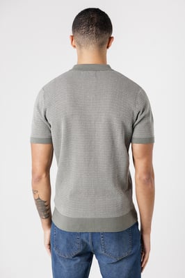 Green Cotton Short Sleeve Button-Up Polo Shirt