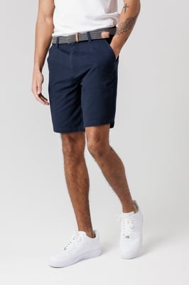 Navy Cotton Twill Peached Shorts