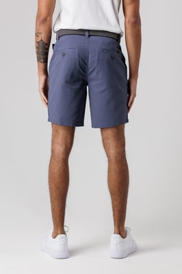 Mid Blue Cotton Twill Peached Shorts