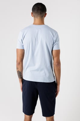 Light Blue Cotton Crew Neck T-Shirt And Shorts Pyjama Set