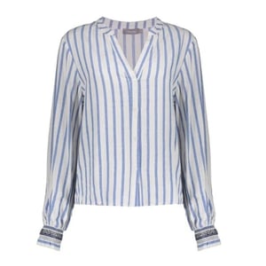 Geisha 63130-99 010 blouse striped embroiderd cuffs off-white/blue