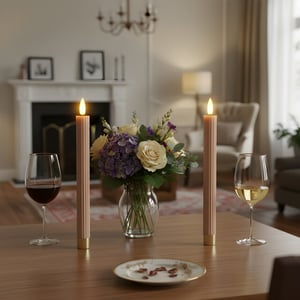MAZAZU Omniexa led dinerkaarsen – set van 2 – taupe ribbed design – met