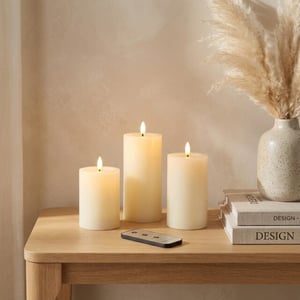MAZAZU Omniexa led kaarsenset – 3 stuks – crème waslook – melted top design – met