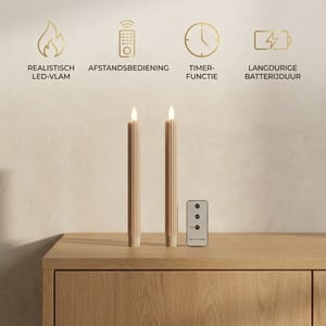MAZAZU Omniexa led kaarsenset – 3 stuks – crème waslook – wave top design – met