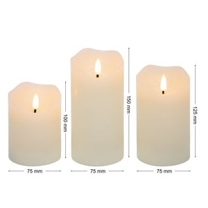 MAZAZU Omniexa led kaarsenset – 3 stuks – crème waslook – wave top design – met
