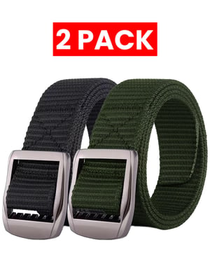 Enzo | 2-pack herrcanvasbälten - Svart & Khaki