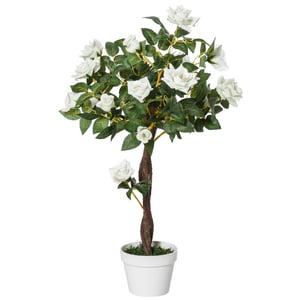 4goodz Kunstplant roos op stam in cementpot rozenstruik 90cm -