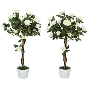 4goodz 2 stuks kunstplant roos op stam in pot rozenstruik 90cm -