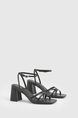 Block Heel Cross Over Strappy Heels