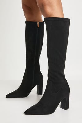 Wide Fit Faux Suede Knee High Stretch Boots