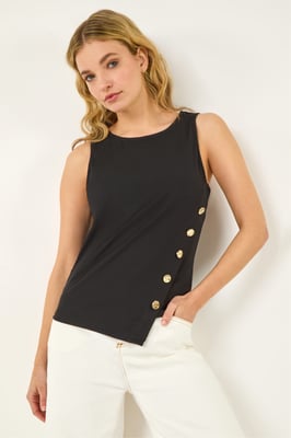 Asymmetric Button Detail Top