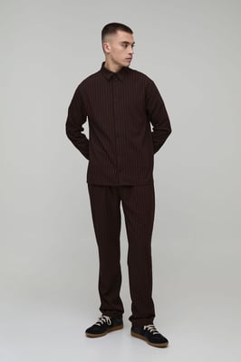 Pinstripe Regular Shirt & Straight Leg Trouser Set
