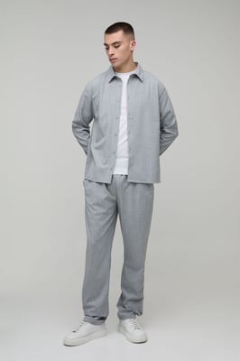 Pinstripe Regular Shirt & Straight Leg Trouser Set
