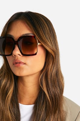 Square Tortoise Shell Oversized Sunglasses