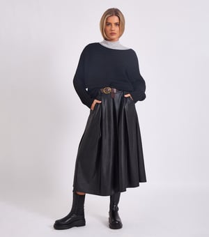 Stripig stickad oversized tröja med batwingärmar