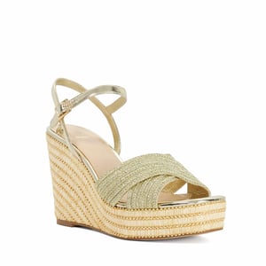 Dune Ladies Kava - Raffia Wedge Sandals