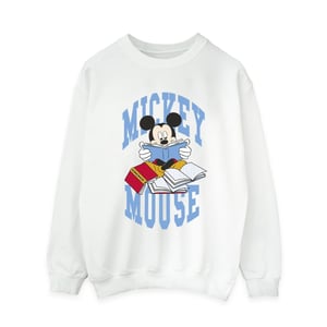Disney Dam Mickey Mouse Läsande Böcker Sweatshirt (Vit)