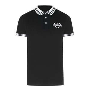 Love Moschino Twin Tipped Collar Love Logo Black Polo Shirt