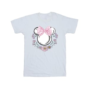 Disney Girls Minnie Mouse Bows & Flowers Cotton T-Shirt (White)