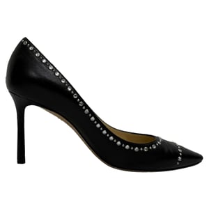 Jimmy Choo Romy Embellished Pumps in Black Calf Leather