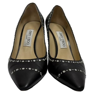 Jimmy Choo Romy Embellished Pumps in Black Calf Leather