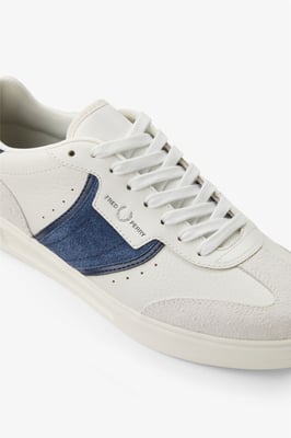 Fred Perry B4 Texturerad Läder/Suede Herr Porcelän/Blå Träningsskor
