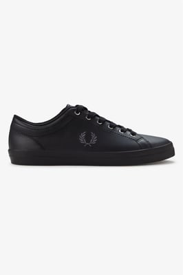 Fred Perry Baseline Leren Heren Zwarte Sneakers