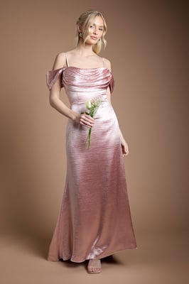 High Gloss Drape Cowl Bridesmaid Maxi Dress