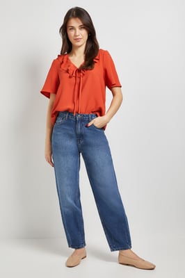 Ruffle Neck Angel Sleeve Top