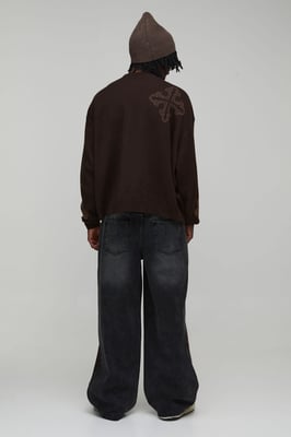 Tall Oversized Boxy Cross Graphic Knitted Jumper