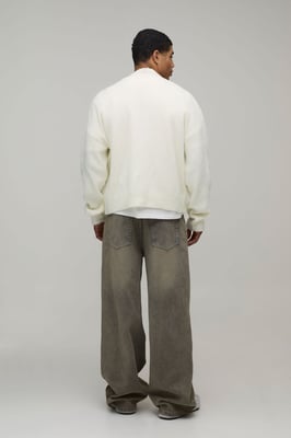 Relaxed Boxy Brushed Knitted Cardigan