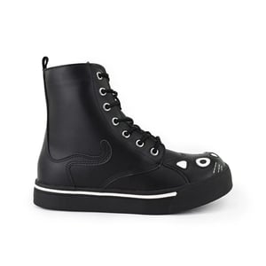 TUK Kitty zwarte combat sneakerlaarzen van imitatieleer voor dames - A6570L